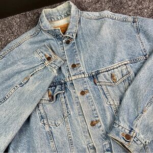 Vintage Levi's Trucker Denim Jean Jacket Orange Tab Size XL 57507 Made In USA